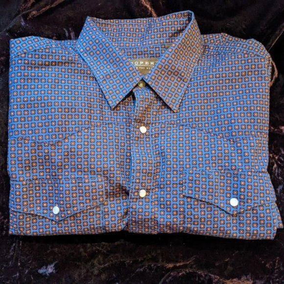 Like New Men's Western Roper Amarillo Copper Creek Foulard Pearl Snap Shirt - Picture 13 of 16